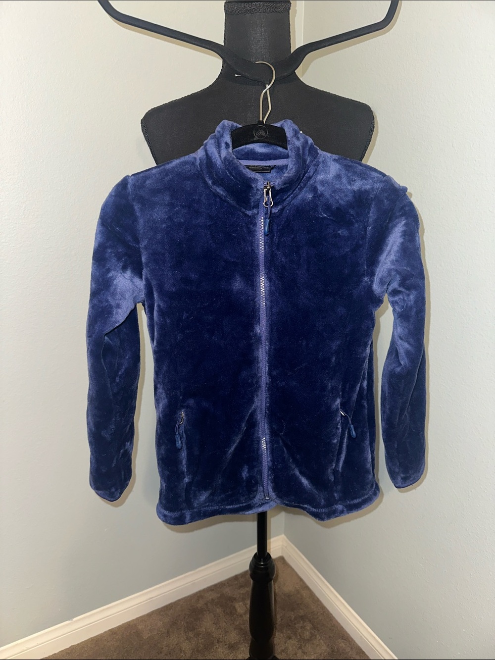 32 Degrees Plush Zip-Up Jacket - Navy